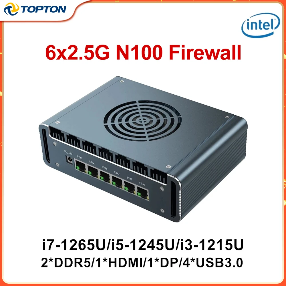 12th Gen i7 1265U i5 1245U N100 Firewall Mini PC 6x2.5G intel i226-V DDR5 NVMe Proxmox pfSense Computer i3-1215U Mini Router