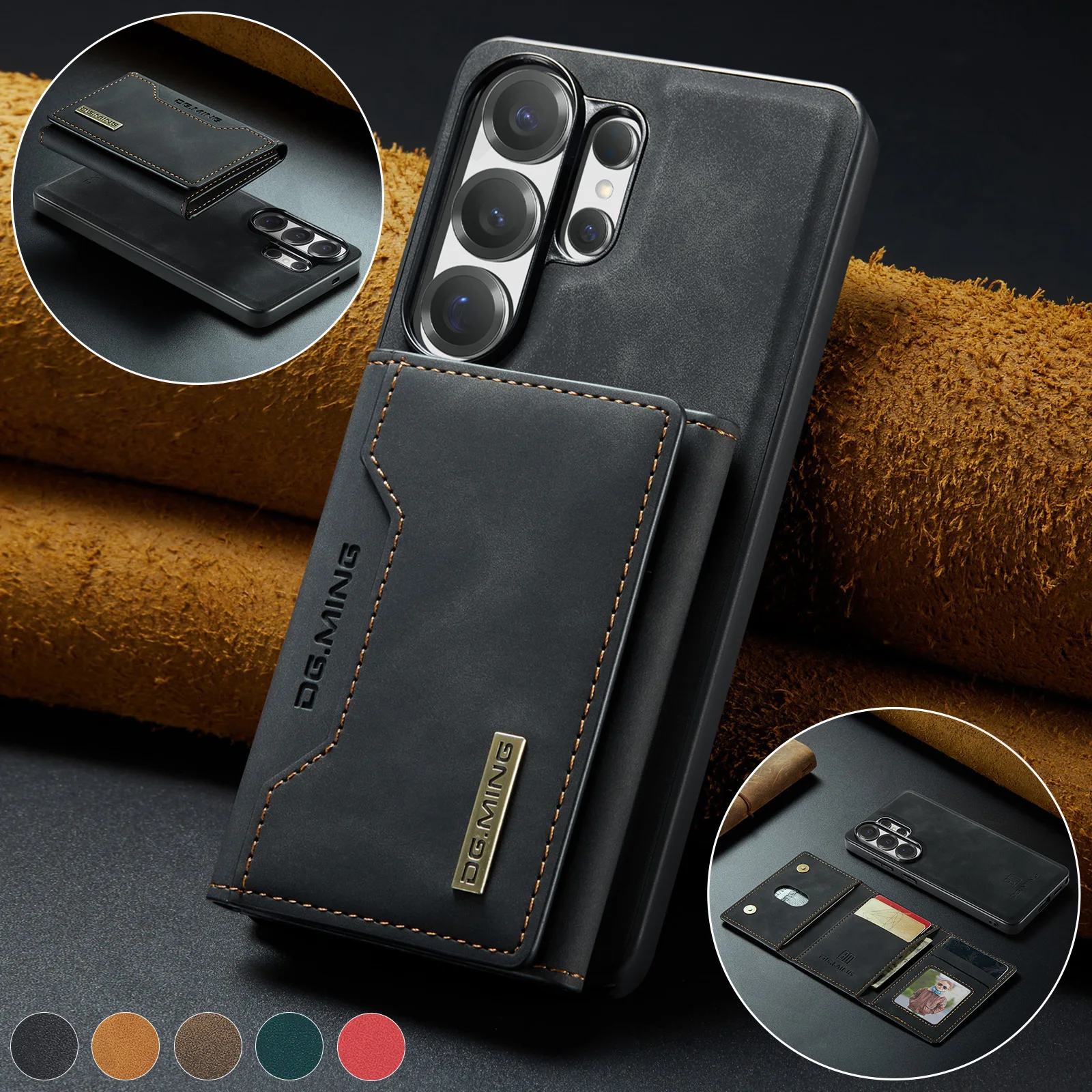 Premium Faux Leather Flip Case with RFID Protection and Magnetic Card Holder