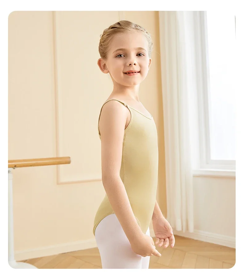 Mädchen-Ballett-Trikot, nacktes Leibchen, nahtlose Unterwäsche für Kinder, Tanz-Body für Übungs-Performance-Gymnastik – Detail 5