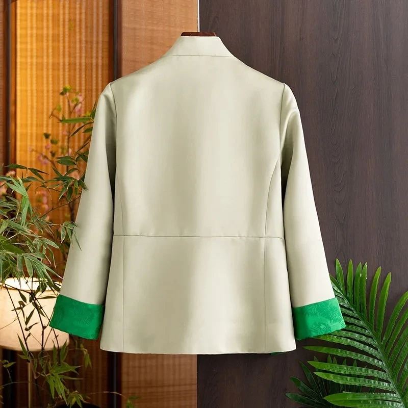 Short Coat Women's New Spring Product National Stand Collar Lace Embroidery Coat Women Elegant Lace Up Tang Suit Cardigan Female