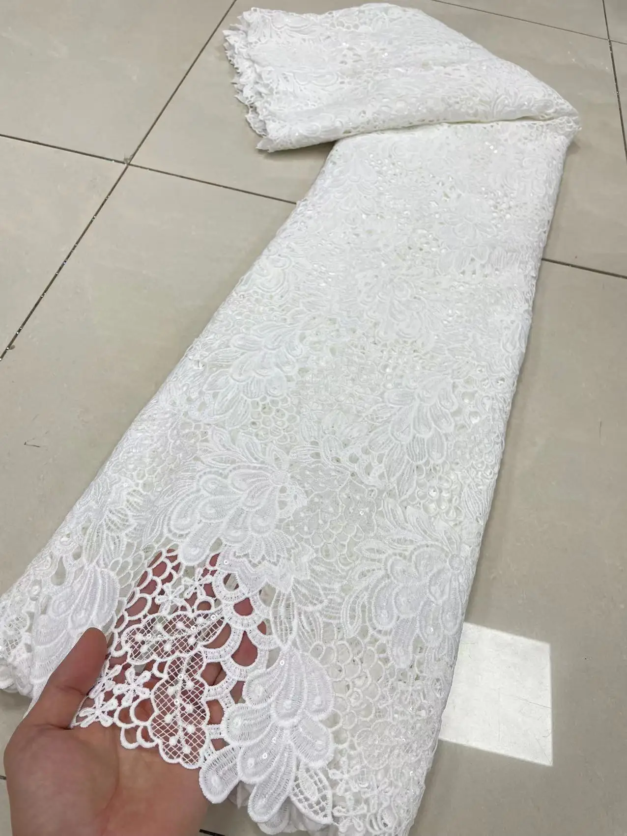 

Classic Nigerian Embroidery Sequins Voile Lace Fabric Africa 2022 High Quality Guipure Cord Lace For Women Celebration Dresses