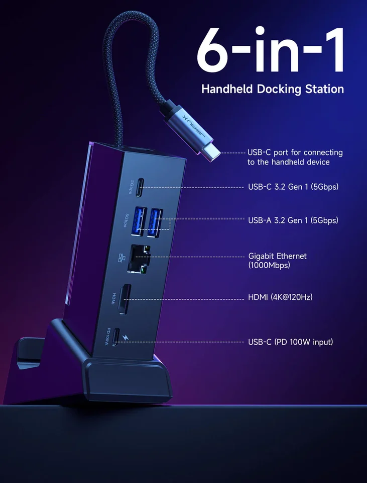 iVANKY 8-in-1 ROG Ally Dock con HDMI 2.0 4K@60Hz, 3*USB-A 3.0, Carica iVANKY 8-in-1 ROG Ally Dock con HDMI 2.0 4K@60Hz, 3*USB-A 3.0, Carica