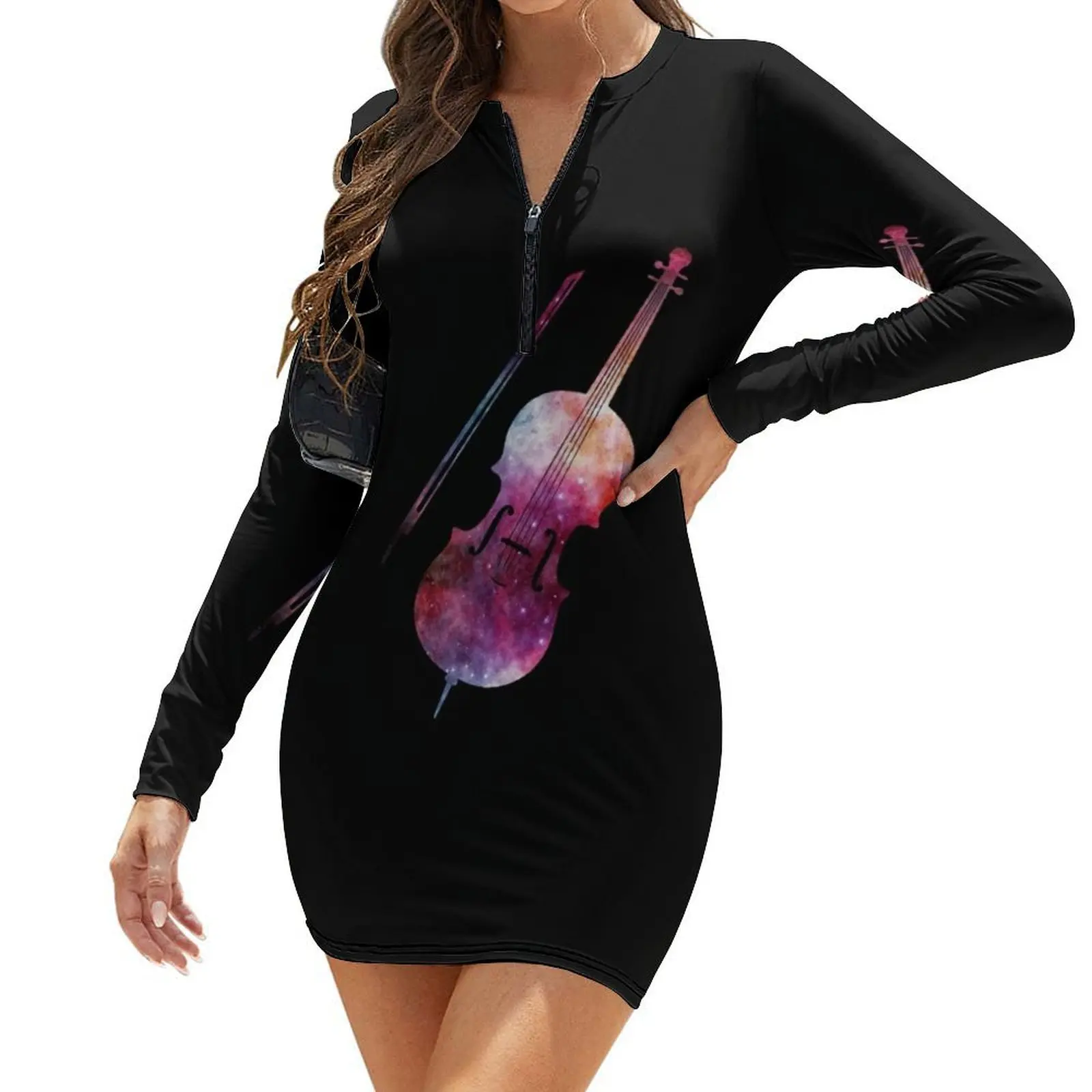 

Galaxy Cello vector Long-Sleeve Bodycon Dress Clothing dress summer 2024 women Elegant gowns