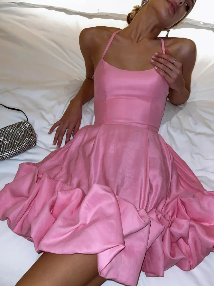 Vestido de chiffon con tirantes finos y volantes de alto y bajo Turquesa Tallas Grandes