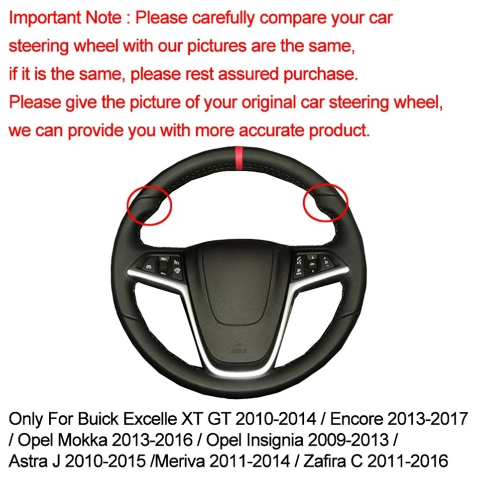 Schwarzer Kunstleder-Lenkradbezug für Opel Mokka 2013–2016, Opel Insignia 2009–2013, Astra J 2010–2015, Meriva – Detail 3
