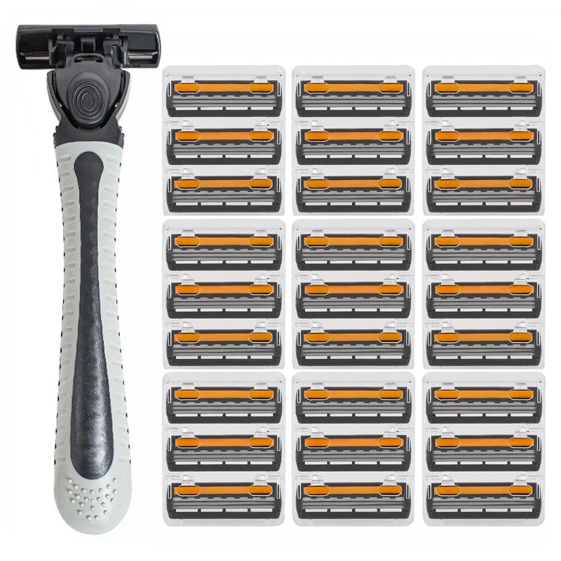 Men's Professional Reusable Safety Shaver with Three-Layer Blade