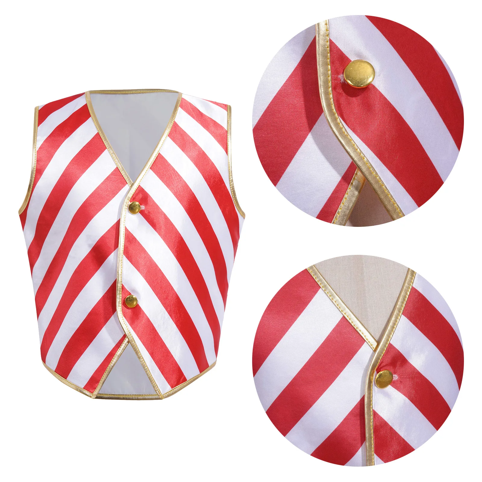 Boys Girls Christmas Costumes Candy Cane Striped Vest Waistcoat Xmas Festival Carnival Santa Claus Fancy Dress Up