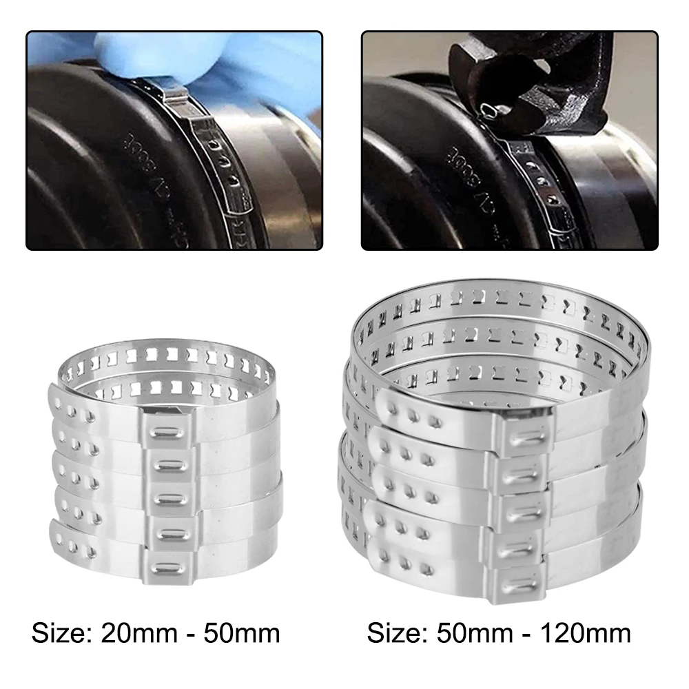CV Boot Clamp Stainless Steel Clamp Clips 5Pcs 20-50mm 50-120mm Axle CV Joint Boot Crimp