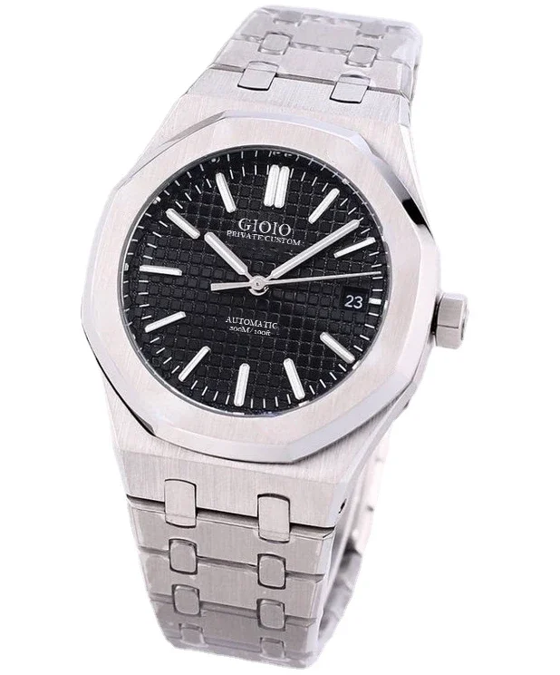 

Women lady Automatic Mechanical Watch Luminous Grey Blue 37mm