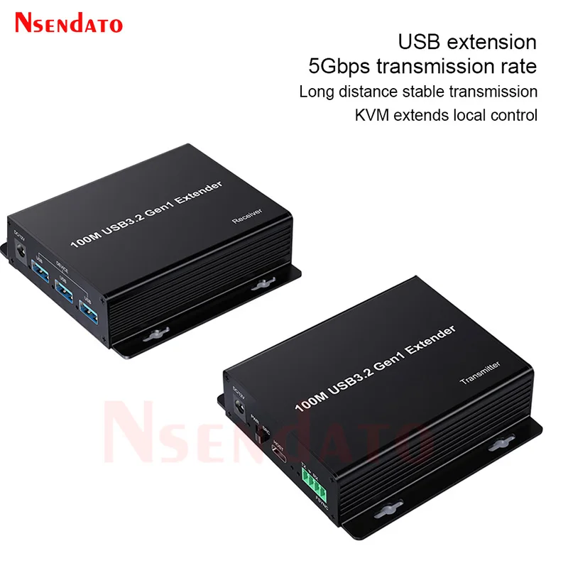 USB3.0 Extender 100M 4 Port USB 3.2 Gen 1 Extender over Rj45 Cat6 5Gbps High-Speed USB Extender Support RS232 & FSYNC For Camera