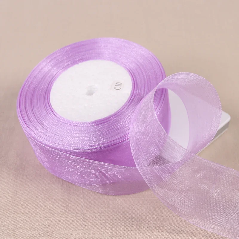 Burgundy Transparent Organza Ribbon for DIY Crafts and Decorations