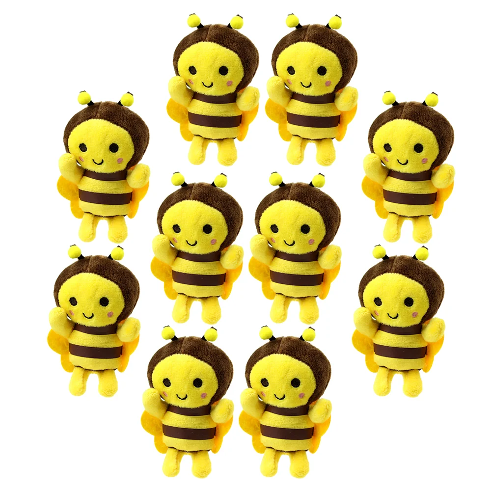 

10 Pcs Little Bee Pendant Keychain Fluffy Backpack Hanging Keychains Lovely Keyring Plush Charms Pp Cotton Toys