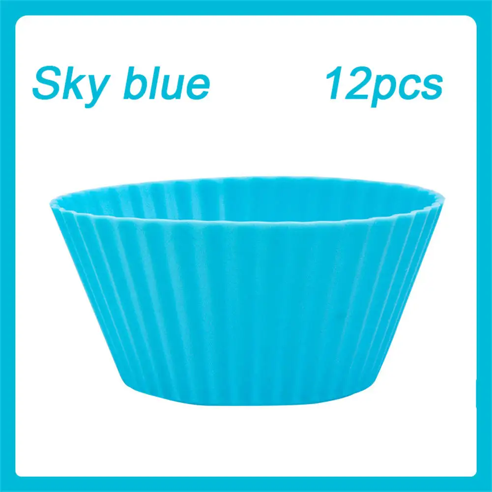 12pcs/Set Silicone Cake Mold Round Shaped DIY Cake Decorating Tools Muffin Cupcake Baking Molds Kitchen Cooking Bakeware Maker 