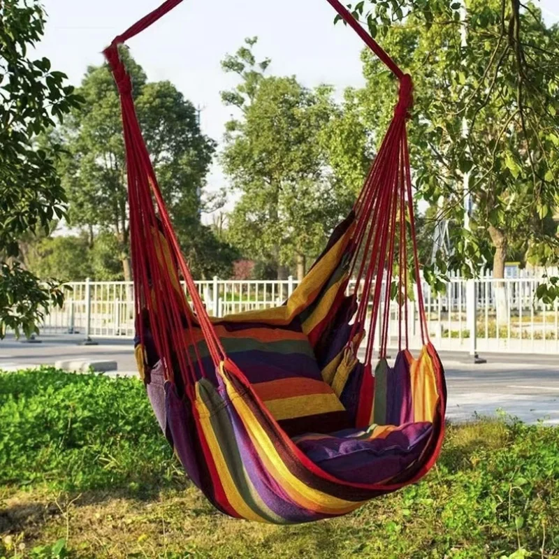Outdoor Garden Swings Half-wrapped Canvas Hammock Chair Indoor Stress Reduction Hanging Chair Leisure Garden