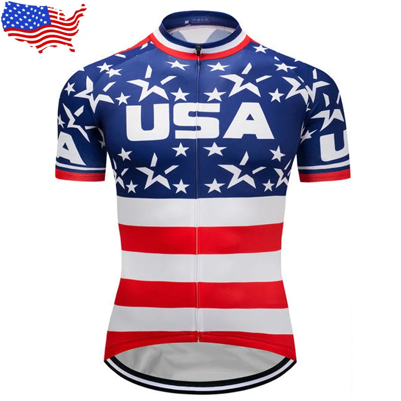 

Cycling Jersey USA Flag Bike Shirt American Bicycle Clothing Cyclist Wear States Motocross Outdoor Mountain Road Cool Moisture