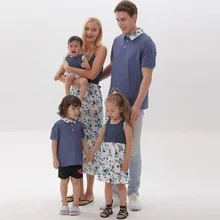 

Summer Family Matching Outfits Flower Mother Daughter Dresses Father Son Cotton T-Shirts Mommy and Me Mom Mum Baby Clothes 2022