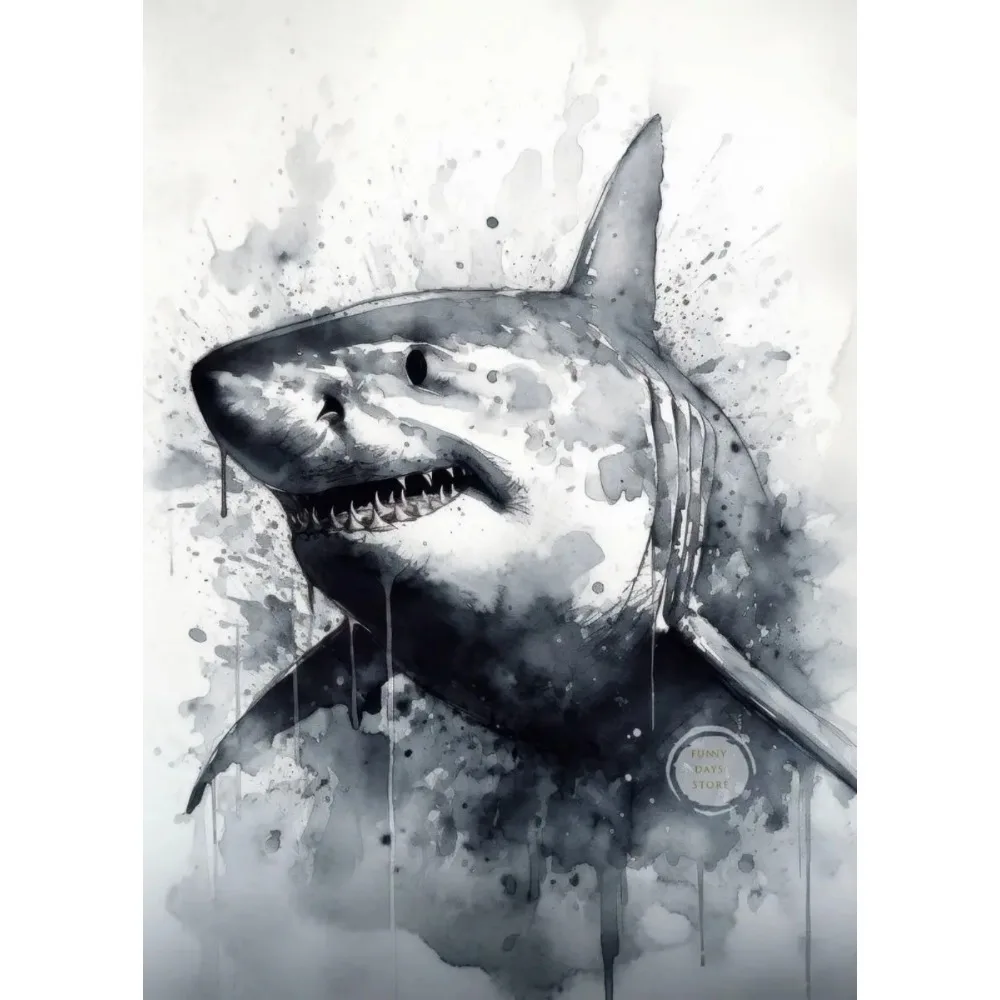 Great White Shark Ocean Giants Canvas Art - Nature Wall Decor Poster
