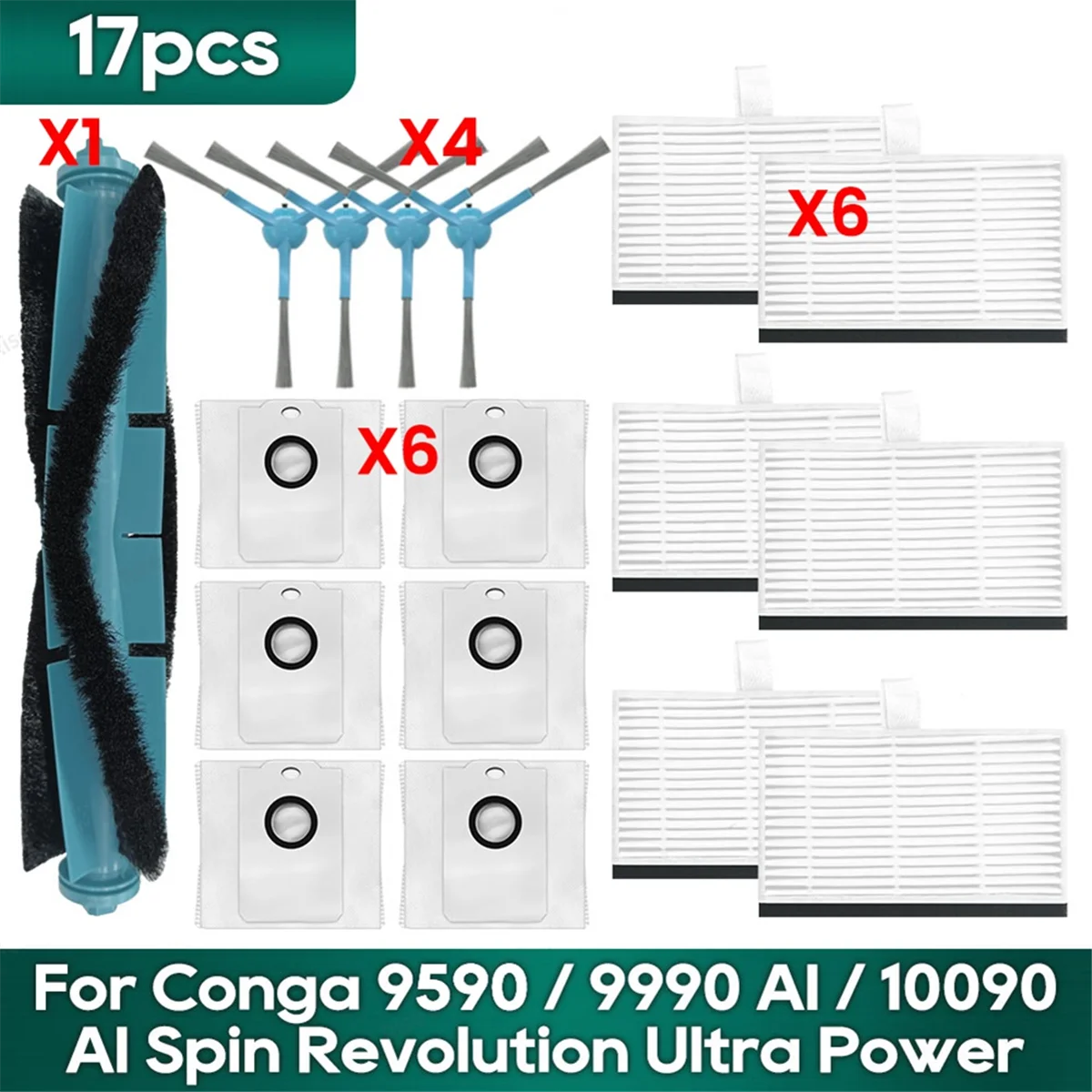 FZFZ For 9590 9990 AI 10090 AI Revolution Ultra Power Home Spare Parts Hepa Filter Main Brush Dust Bag