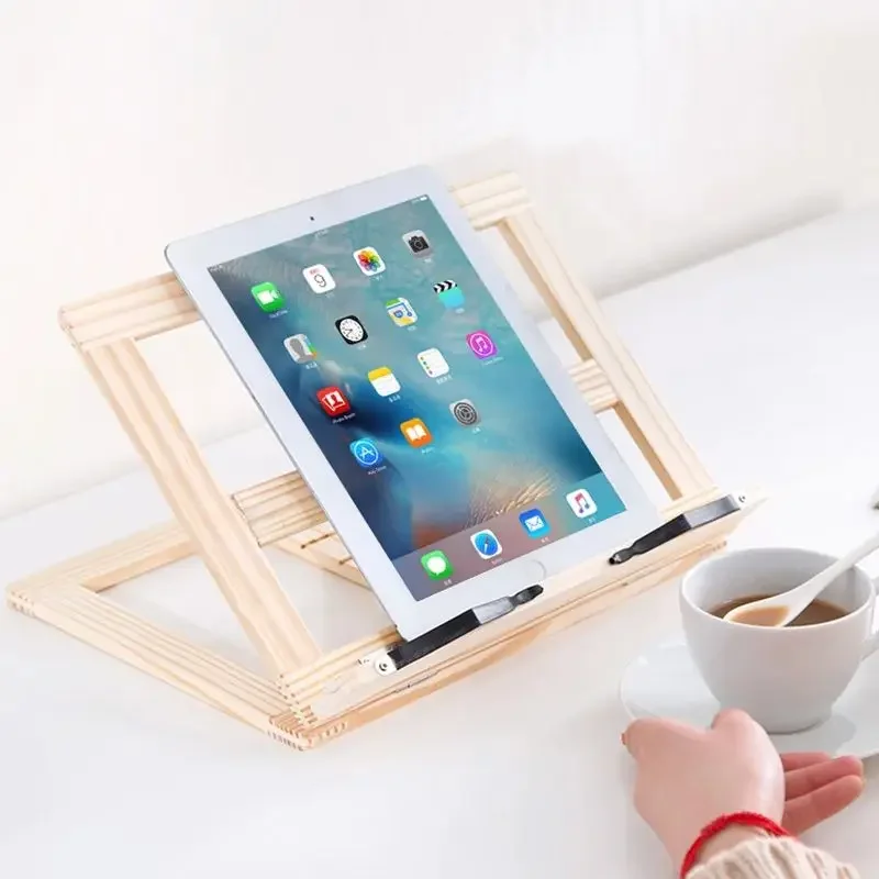 Students Reading Wooden Bookends Adjustable Magazine Book Stand Desktop Tablet Support Multi-functional Kids Painting Rack