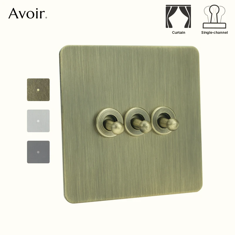 Avoir up e Down Interruptor Momentâneo Retro Latão Alternar Alavanca 13 Gang Way Painel de Cortina de Obturador Redefinir Interruptores Interruptor Liga Desliga Interruptor de Parede Aço Inoxidável