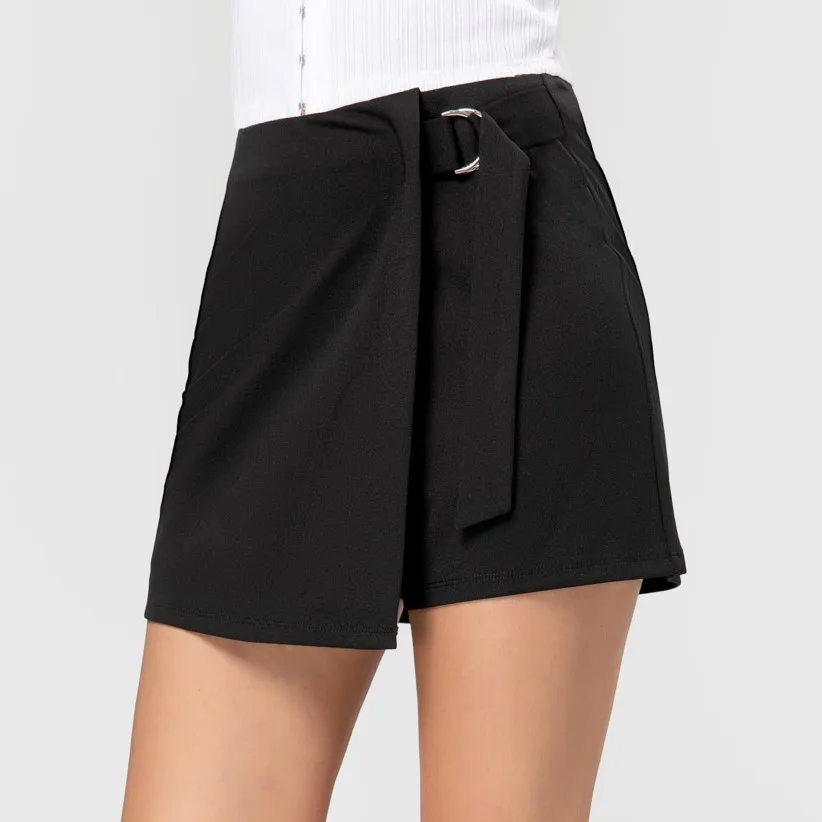 Description Picture 3 of itemFASHIONSPARK Women's Asymmetrical Wrap Shorts Skirt Elastic Waisted Slit Hem Skort Mini Culotte Casual Beach Summer Zipper Short