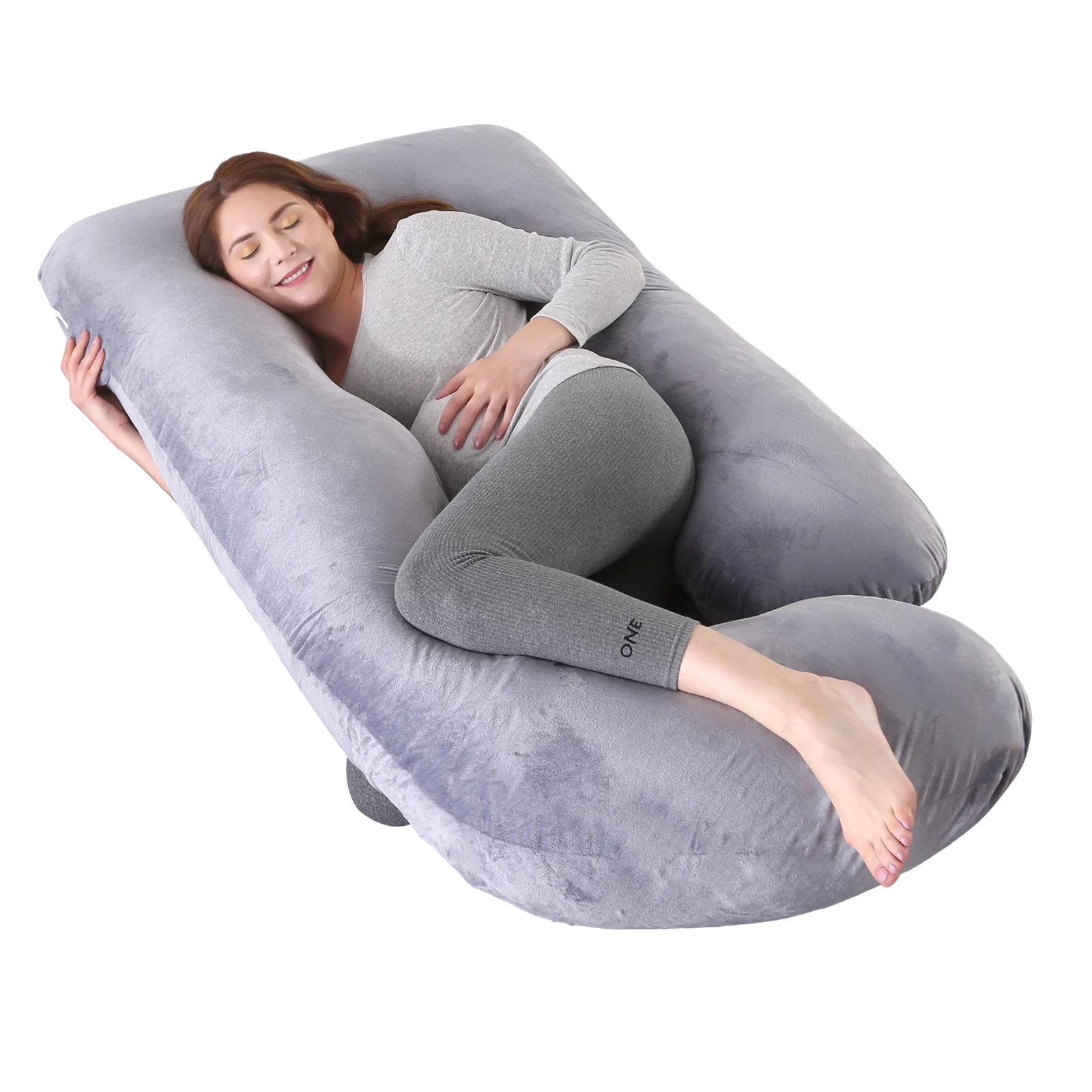 G-Shape Pregnancy Pillow, Full Body Support for Abdominal Hips Back & Legs, Side Sleeping Lumbar Protect Maternity Pillow