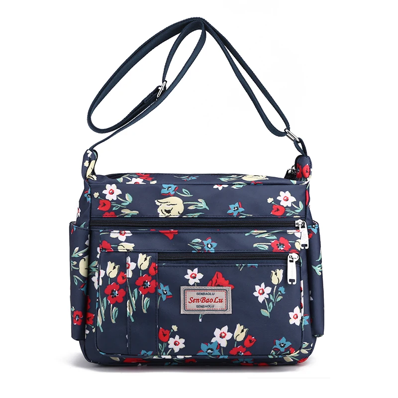 Durable Nylon Female Handbag Fashion Floral Pattern Women Shoulder