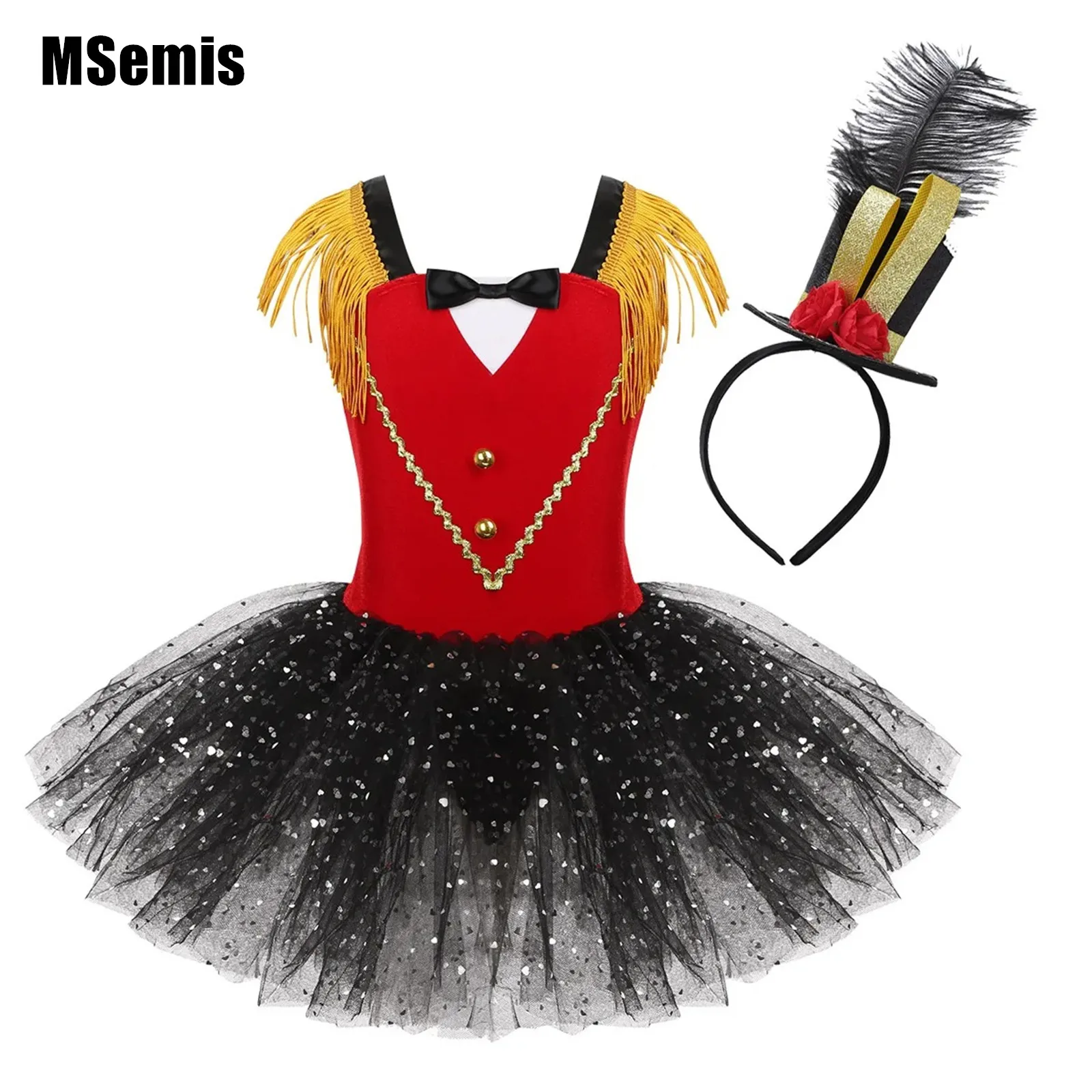 

kids Girls Halloween Circus Ringmaster Cosplay Costume Mesh Tulle Tutu Dress Carnival Party Stage Performance Dancewear 2022 New