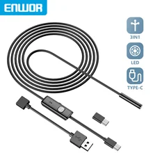 ENWOR Industrial Endoscope Camera IP67 Waterproof 5.5mm 7mm 3IN1 For Android Phones PC USB Endoscope Camera 6LEDs Adjustable