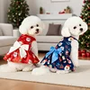 Christmas Dog Dress with Bow, Festive Printed Pet Skirt, Lightweight Holiday Outfit, Sizes M–6XL for Small to Large Dogs 1