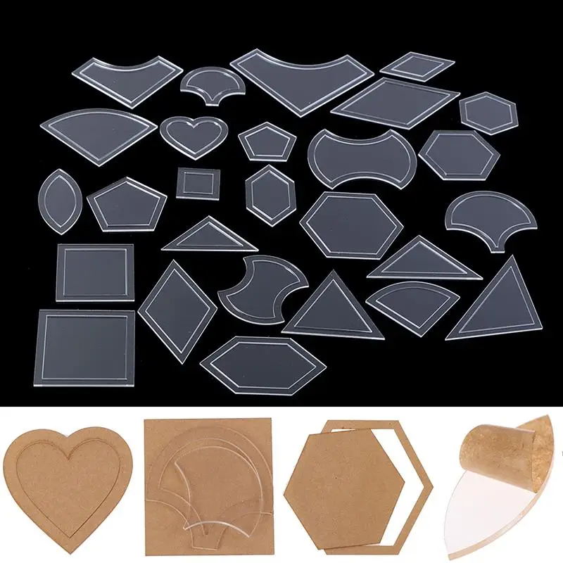 Sewing Template 54pcs/set Transparent Acrylic Quilting Templates Sewing Stencils Craft Patchwork Ruler Handmade DIY Sewing Styling Tool