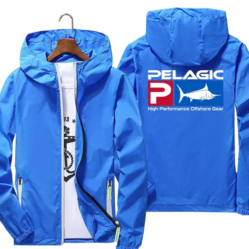 Men Women Bomber Hooded Pelagic Fisher Offshore Sports Pilot Casual Thin Windbreaker Sunscreen Skin Cycling Jacket Clothing