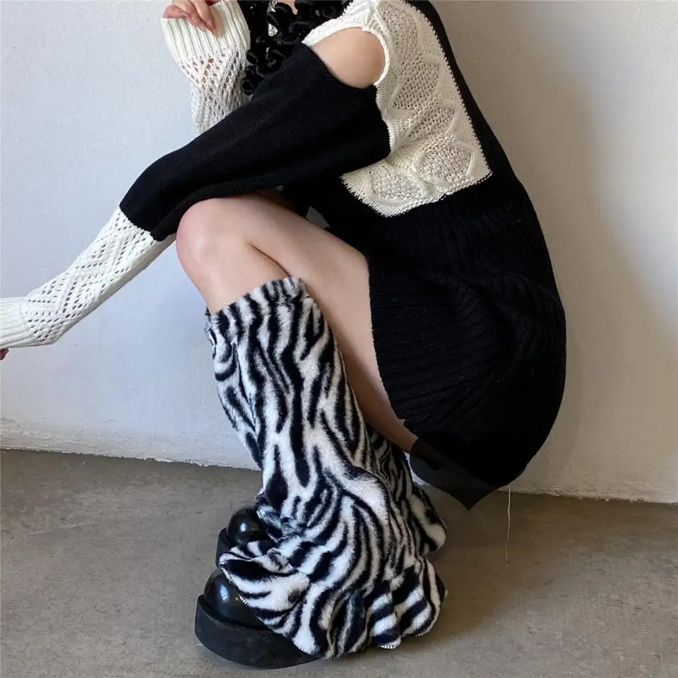 Goth Lolita scaldamuscoli a righe Zebra Print Harajuku Pile
