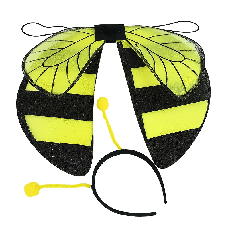 

1Set Honeybee Wing Headband Set Fairy Princess Angel Cosplay Kids Girls Photography Props Performance Costumes Accessories