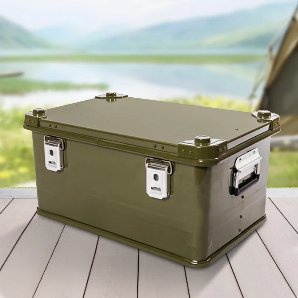 Car Trunk Organizing Box Multifunctional Aluminum Alloy Camping Storage Box Large Capacity Metal Open Camping Hiking 50L
