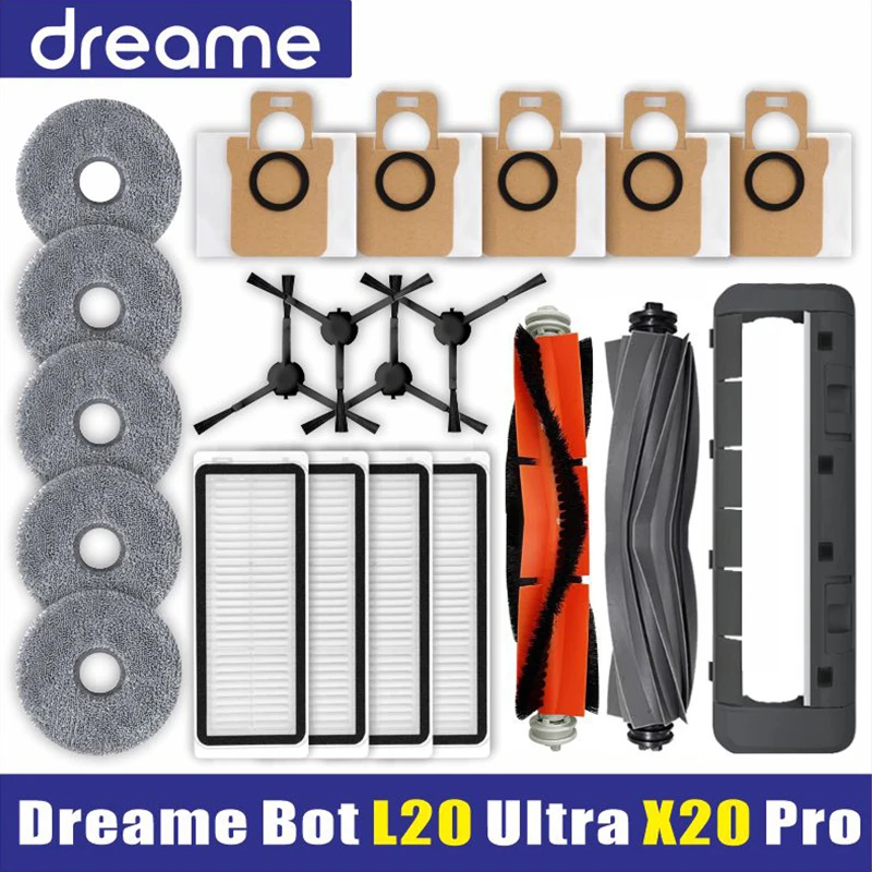 Dreame Bot L20 Ultra / X20 Pro Accessories Main Side Brush Hepa Filter Mop Dust Bag Robot Vacuum Cleaner Replacement Parts