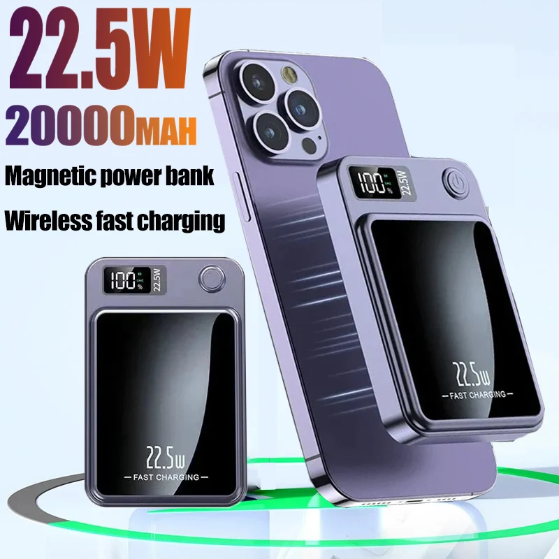 Caricabatterie Wireless Magnetico Da 20000Mah Power Bank Power Bank A Ricarica Rapida Per Iphone 14 Samsung Huawei Xiaomi Power Bank