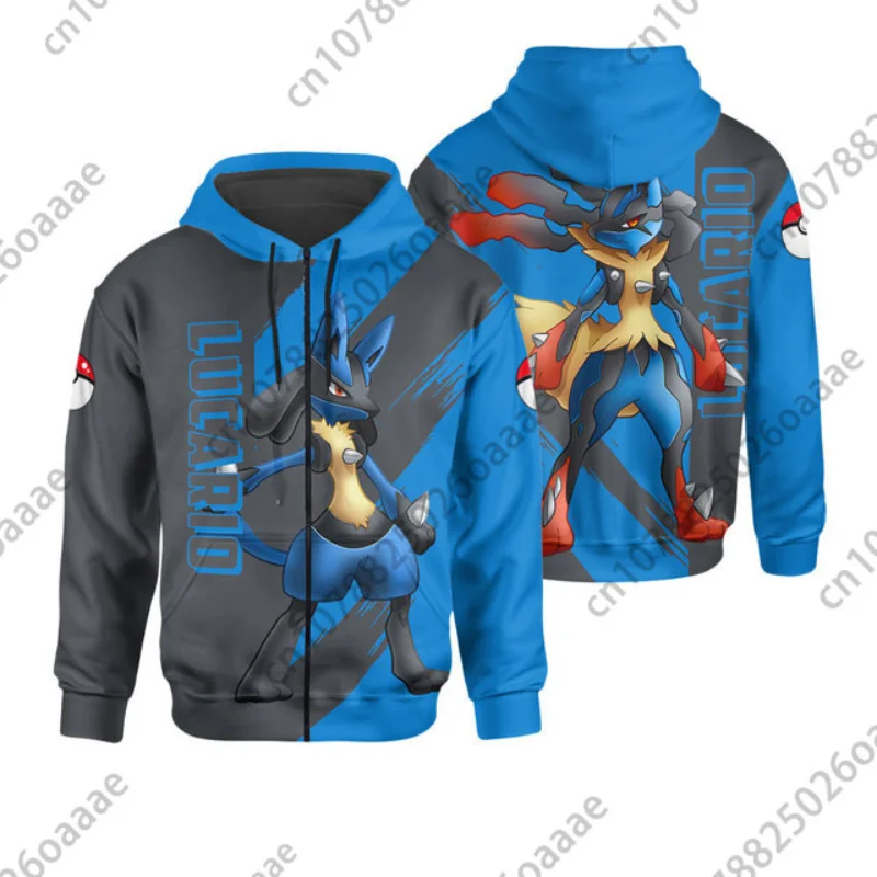

3D Мужская и Женская толстовка Pokemon Lucario Pikachu на молнии детский спортивный пуловер для ролевых игр