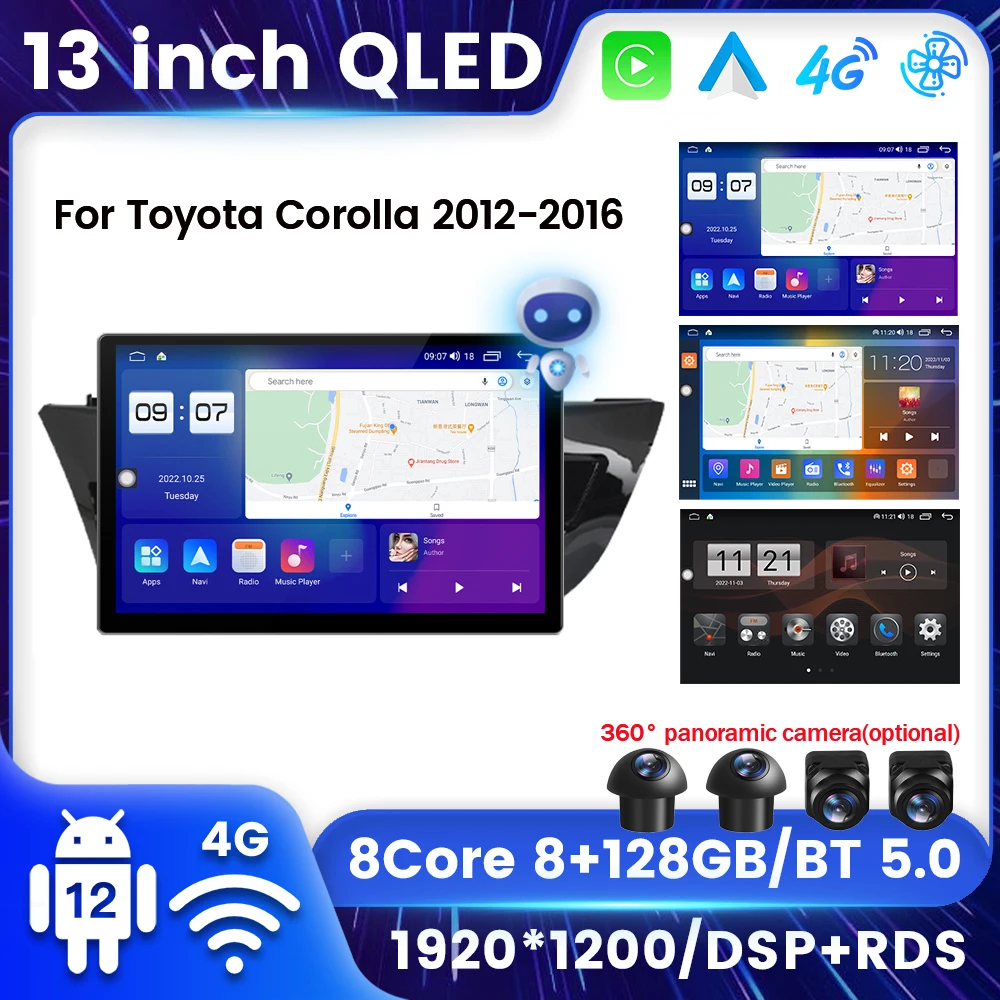 

Car Radio Android 12 Multimedia Video Player 2 DIN For Toyota Corolla 2012 2013 2014 2015 2016 Auto Stereo GPS Navi Carplay DSP