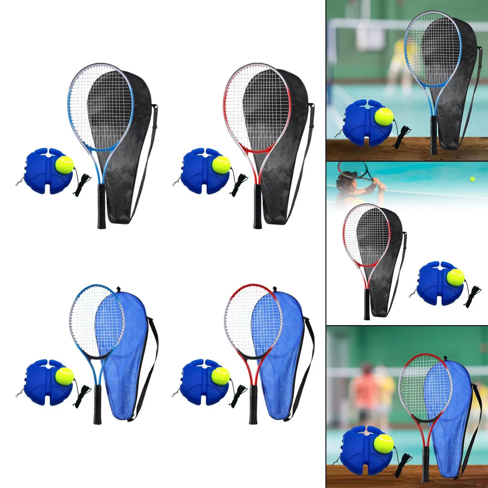 Tennis Racquet Portable Nylon Aluminum Alloy Tennis Practice Kit with Storage Bag for Parent Child Activities and Sports