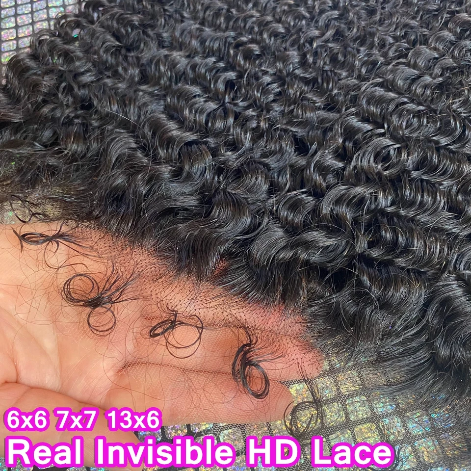 Curly Real HD 13x6 13x4 Lace Frontal Melt Skins Curly Edges Baby Hair Pre Plucked 7X76x6 Swiss Full Closure Remy Human Hair