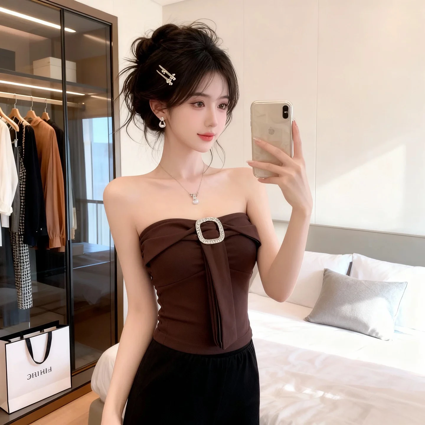 Women's One-Shoulder Knot Strap Tank Top
