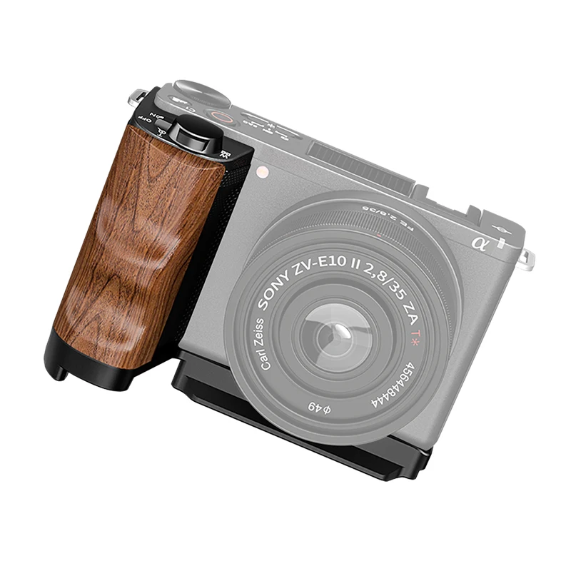 ZV-E10 II L-förmige Halterung Holzgriff mit 1/4" 3/8" Schraubenloch Schnellverschluss-Grundplatte für Sony ZV-E10II DSLR-Kamera – Detail 3