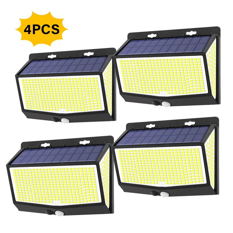 Solar Lights Outdoor 468 LED 1/2/4 Pack Solar Motion Sensor Lights with 3 Lighting Modes Waterproof Security Lights for wall solar powered led lights Solar Lamps