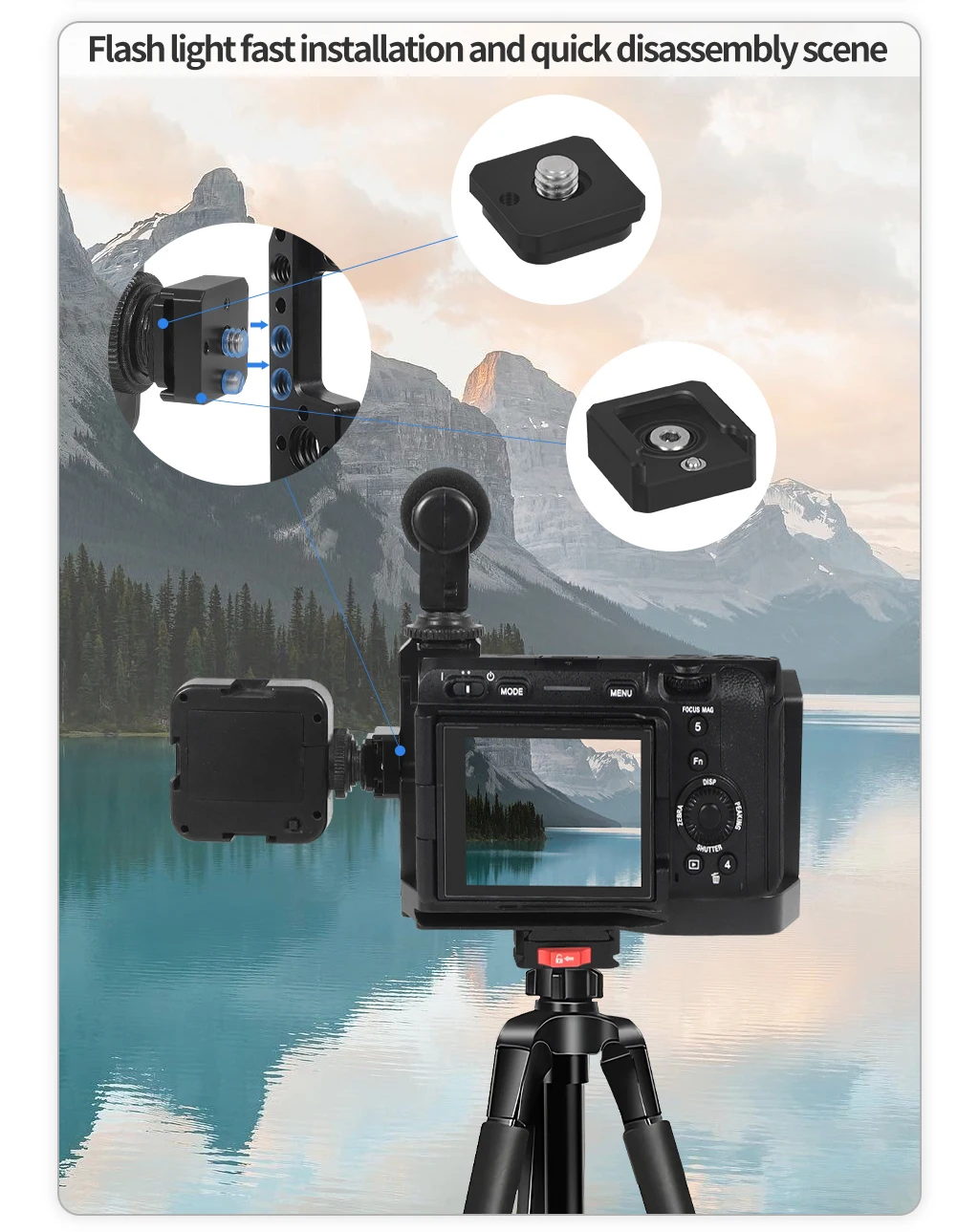 Quick Release Cold Shoe Mount 1/4 Screw for GoPro Hero 13 Insta360 Action Camera
