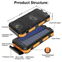Batterie externe Portable 30000mAh pour voiture, avec lanière, batterie de rechange pour batterie solaire Xiaomi IPhone, boussole de Camping en plein air 6