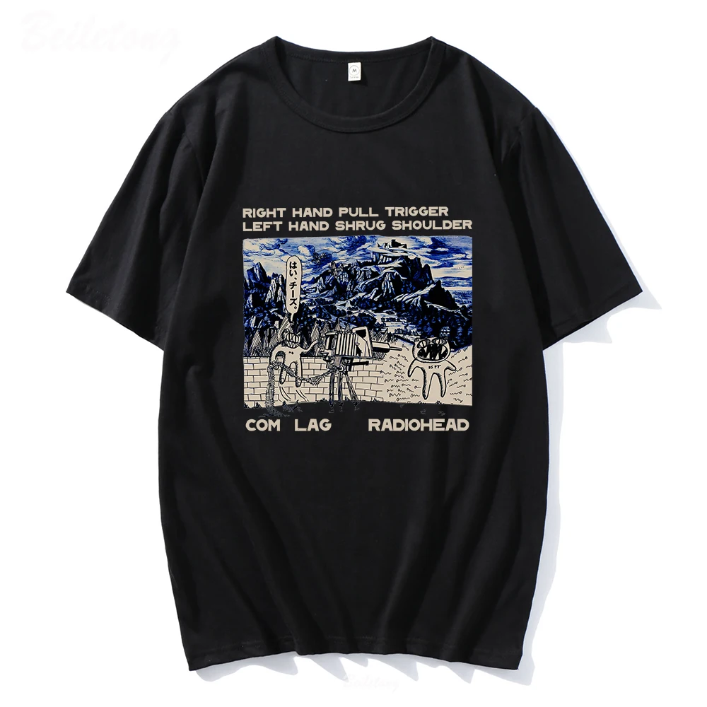 

Radiohead T Shirt Men and Women Rock Boy Retro Printed Loose Japan Station Tops 100% Cotton Indie fans Band Music Tees Male Tops