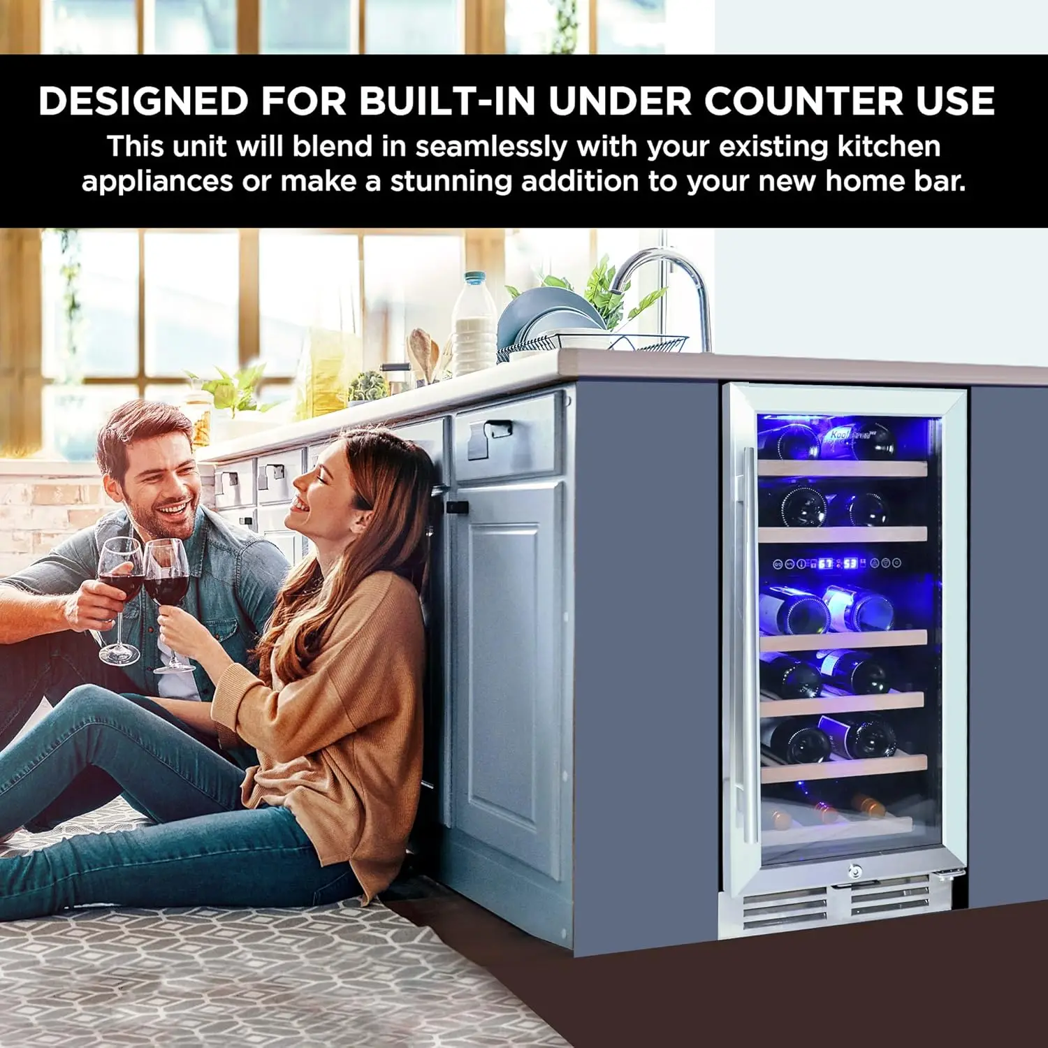 Bottle Dual Zone 15-Inch Under Counter Wine Cooler w/Lock, Front-Venting Built-In