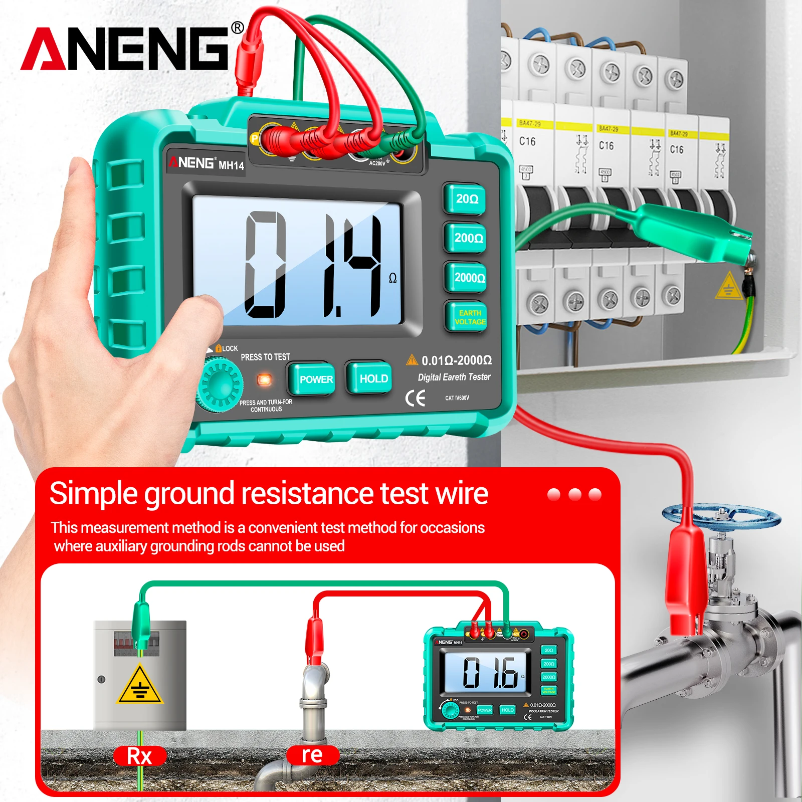 ANENG MH14 Electrical Insulation Resistance Tester Digital High-precision Resistance Grounding Voltage Measuring Meter