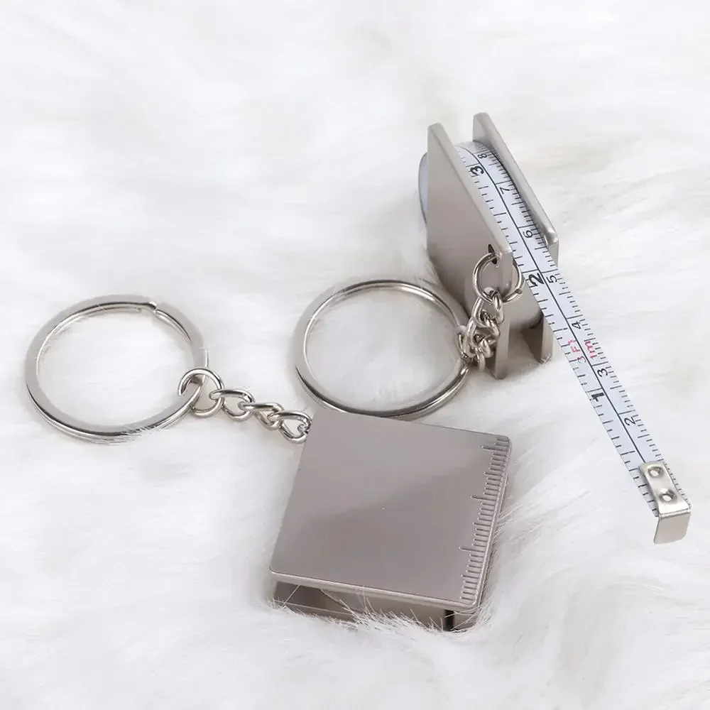 Key Ring Tape Measure Keychain Gauging Tools Retractable Ruler Pull Ruler Measuring Tools Stainless Steel Portable tape measure